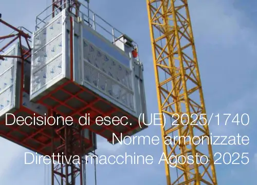 Decisione di esec. (UE) 2025/1740 Norme armonizzate Direttiva macchine Agosto 2025 Decisione di esec. (UE) 2025/1740 Norme armonizzate Direttiva macchine Agosto 2025